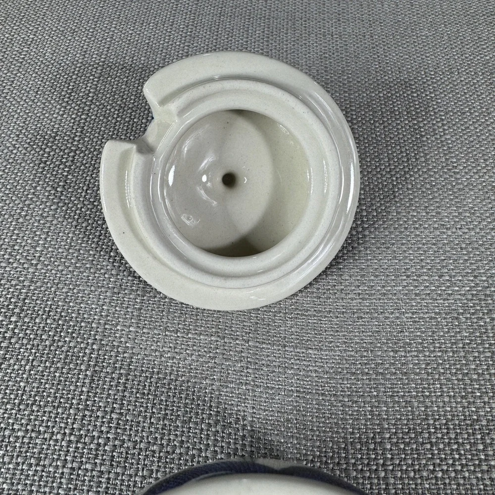 Polish Pottery Peacock Double Handle Sugar Bowl with Lid